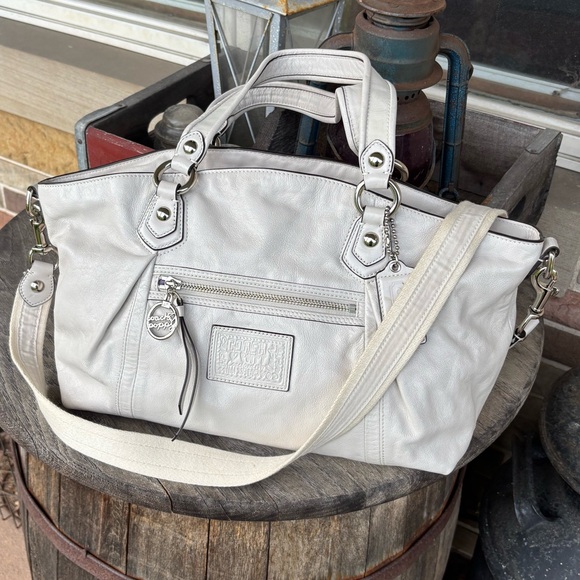 Coach | Bags | Coach Poppy Rocker Ivory White Leather Satchel Bag ...
